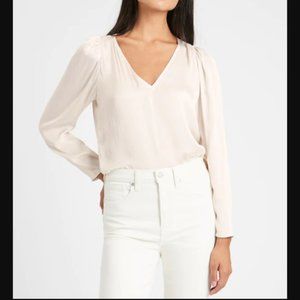 Banana Republic Soft Satin Puff-Sleeve Top XS
